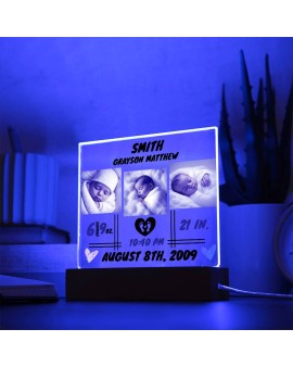 Baby Announcement Gift Personalized Acrylic with LED | Birth Announcement Gift