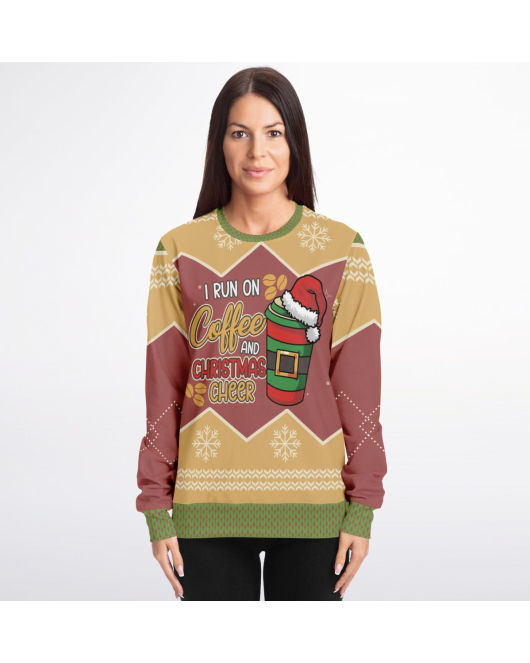 Run On Coffee and Cheer Ugly Christmas Sweatshirt