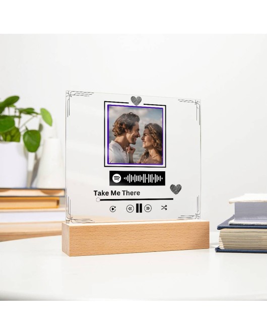 Custom Music plaque acrylic with LED | Anniversary Gift | With QR Code Link | Wedding Gift