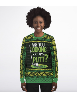Looking at my Putt Ugly Christmas Sweatshirt